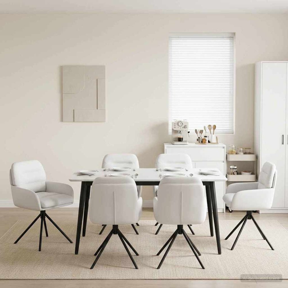 vidaXL Svängande Matstolar 6 pcs Konstläder Vit 59 x 59,5 x 90 cm