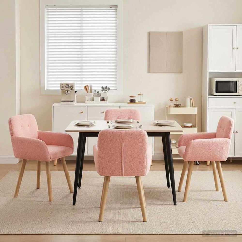 vidaXL Matstolar 4 pcs Bouclé Rosa 59 x 57 x 85 cm