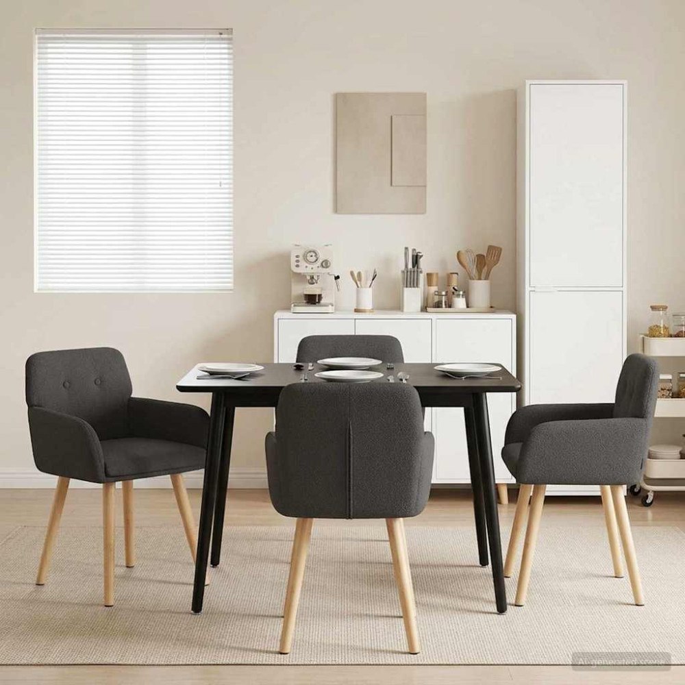 vidaXL Matstolar 4 pcs Bouclé Mörkgrå 59 x 57 x 85 cm