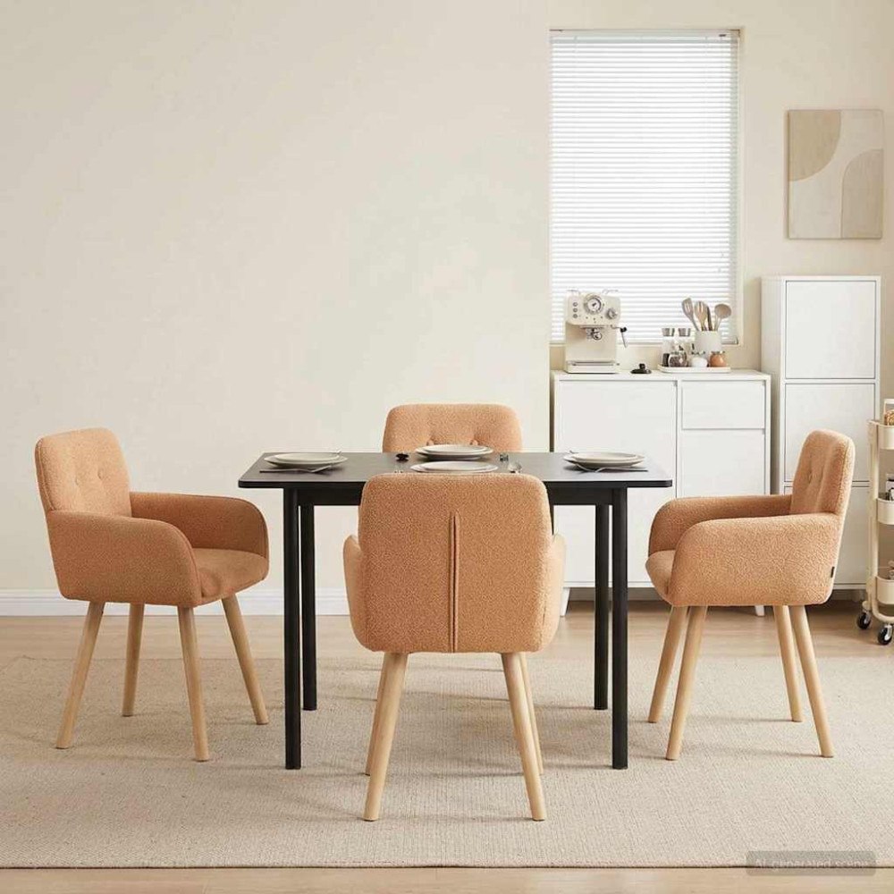 vidaXL Matstolar 4 pcs Bouclé Beige 59 x 57 x 85 cm