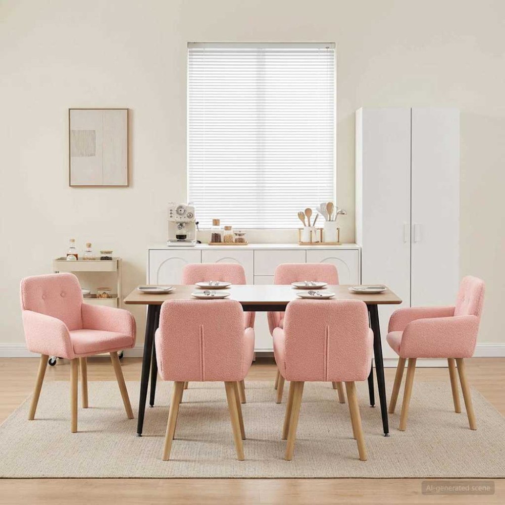 vidaXL Matstolar 6 pcs Bouclé Rosa 59 x 57 x 85 cm