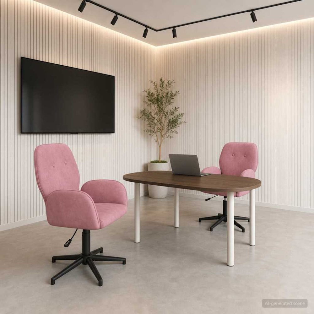 vidaXL Svängbara skrivbordsstolar 2 st 54 x 55 x 90 cm Rosa Sammet