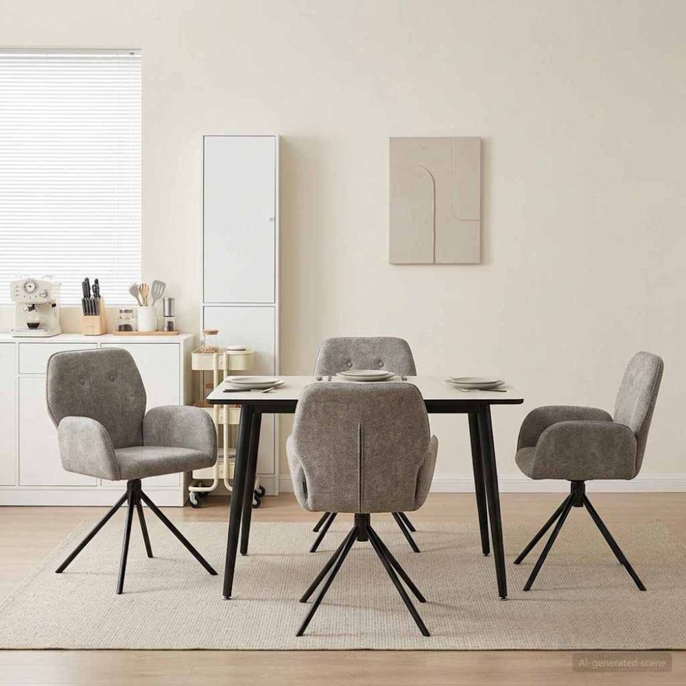 vidaXL Svängande Matstolar 4 pcs Faux Mockaläder Ljusgrå