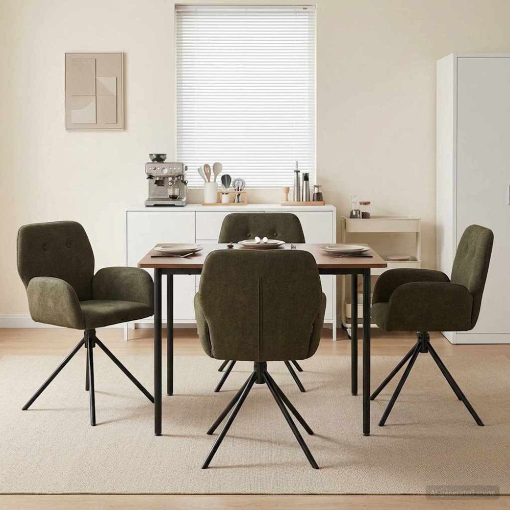 vidaXL Svängande Matstolar 4 pcs Faux Mockaläder Armégrön