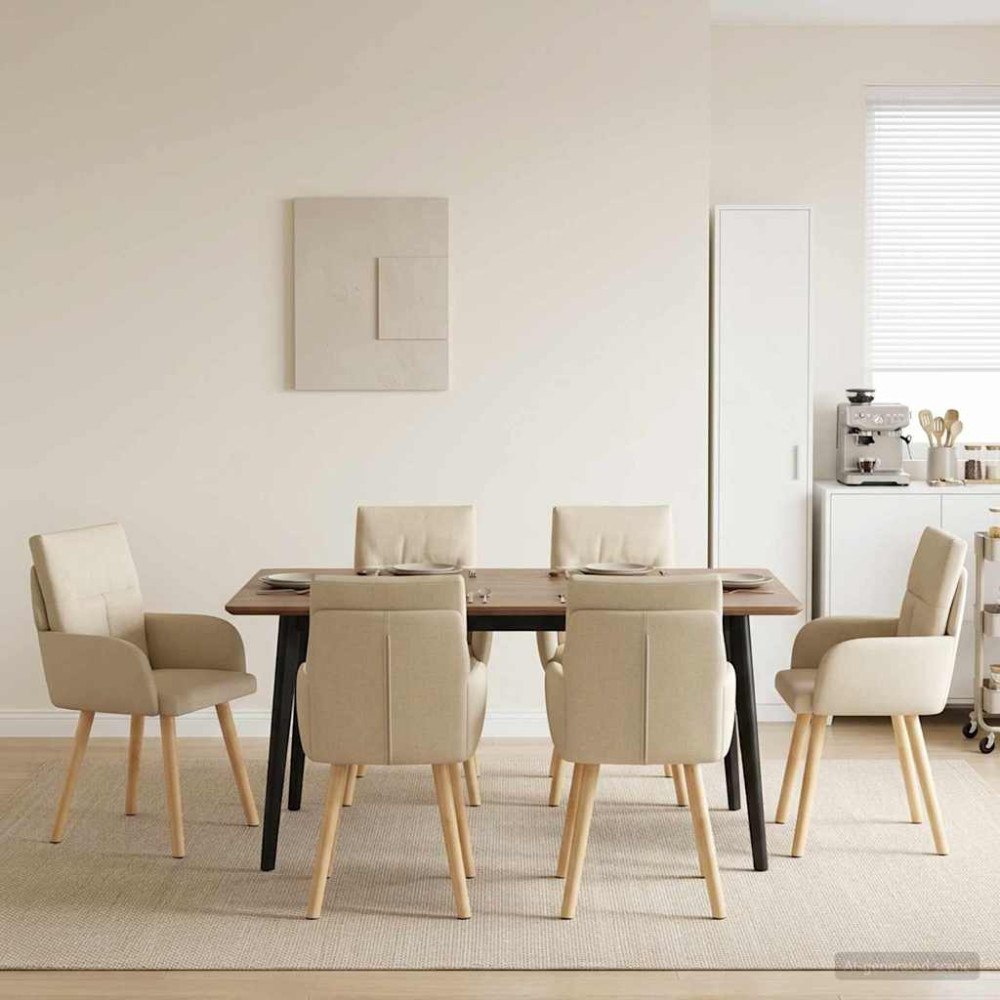 vidaXL Matstolar 4 pcs Tyg Gräddvit 60 x 56 x 96 cm