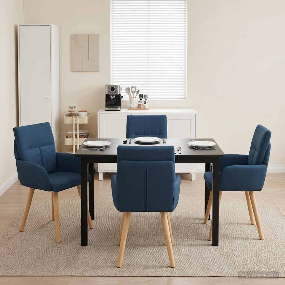 vidaXL Matstolar 4 pcs Tyg Blå 60 x 56 x 96 cm