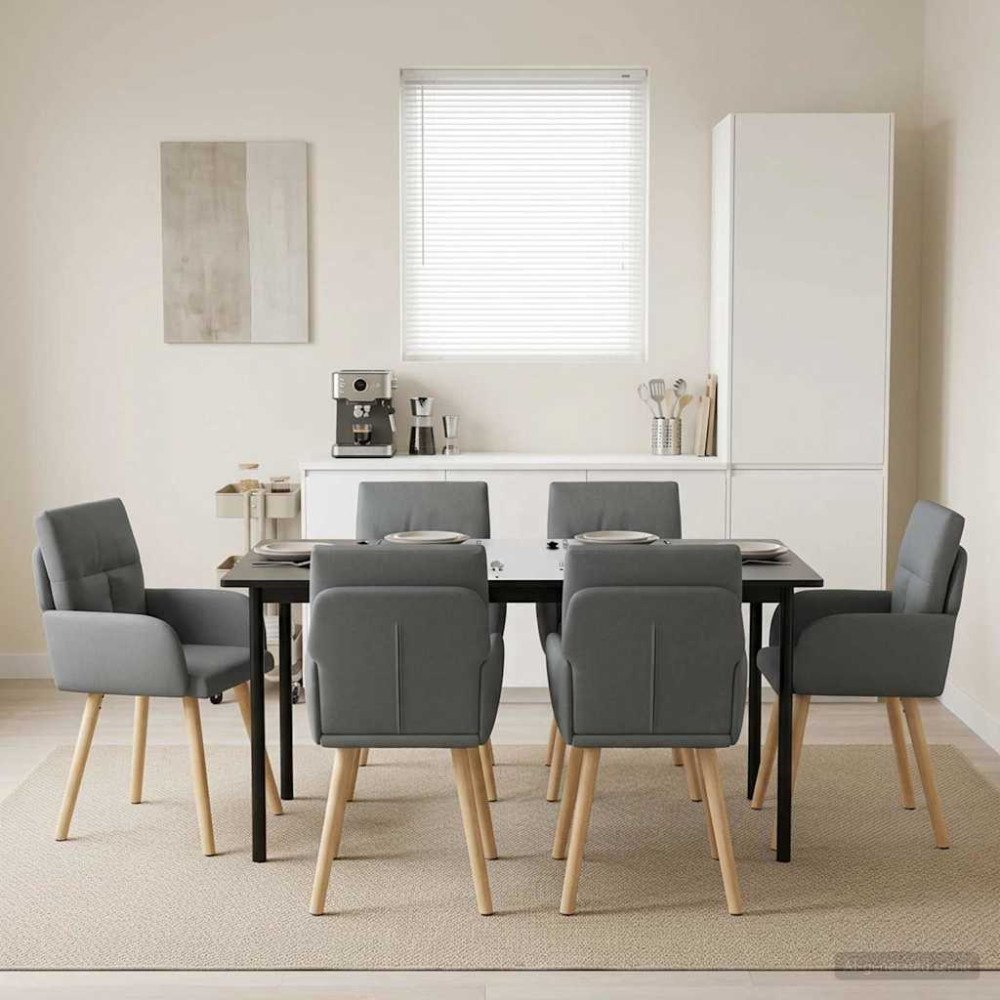 vidaXL Matstolar 6 pcs Tyg Mörkgrå 60 x 56 x 96 cm
