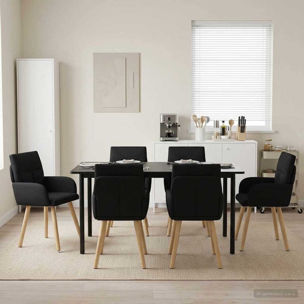 vidaXL Matstolar 6 pcs Tyg Svart 60 x 56 x 96 cm