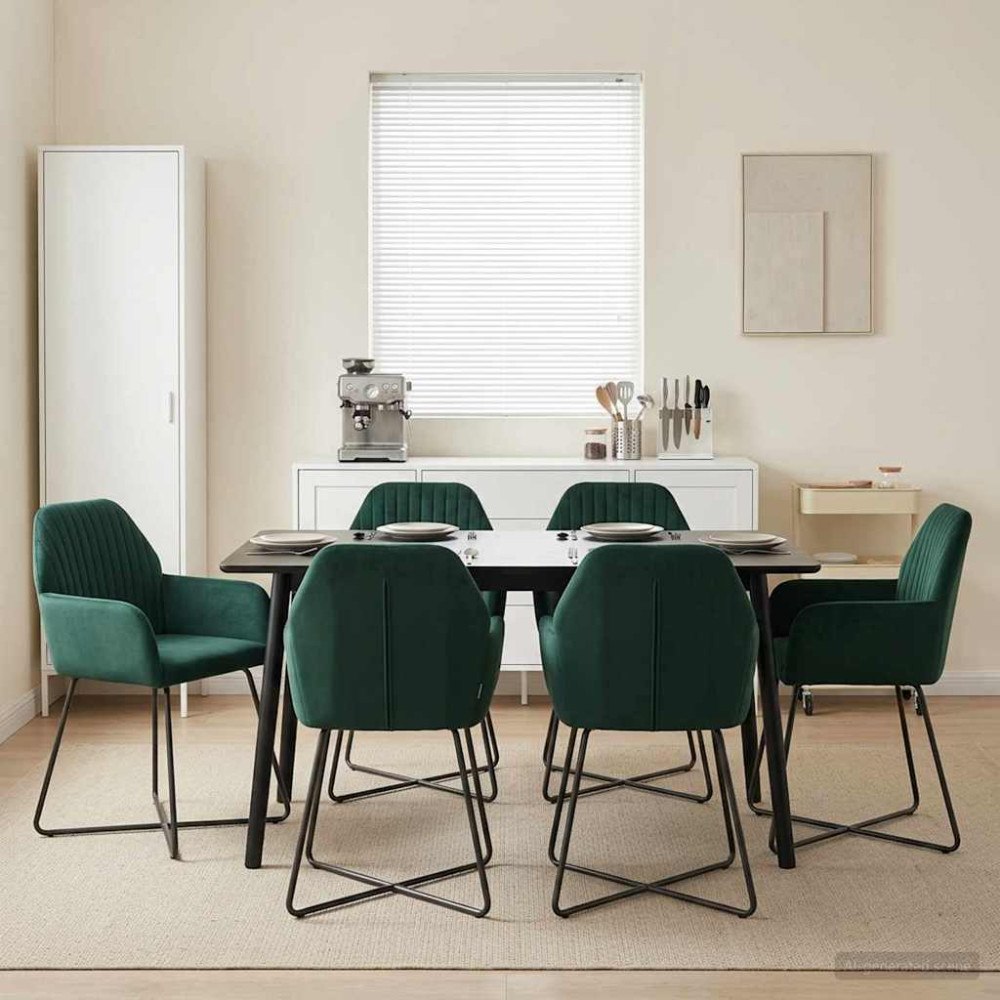 vidaXL Matstolar 4 pcs Sammet Mörkgrön 55 x 50 x 84 cm
