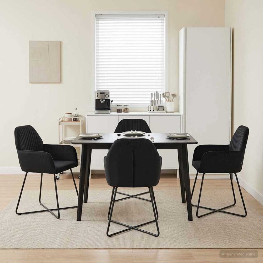 vidaXL Matstolar 4 pcs Sammet Svart 55 x 50 x 84 cm