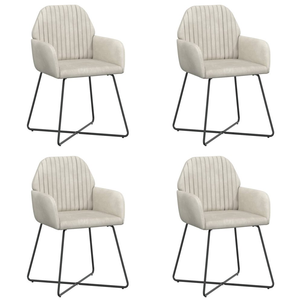 vidaXL Matstolar 4 pcs Sammet Gräddvit 55 x 50 x 84 cm