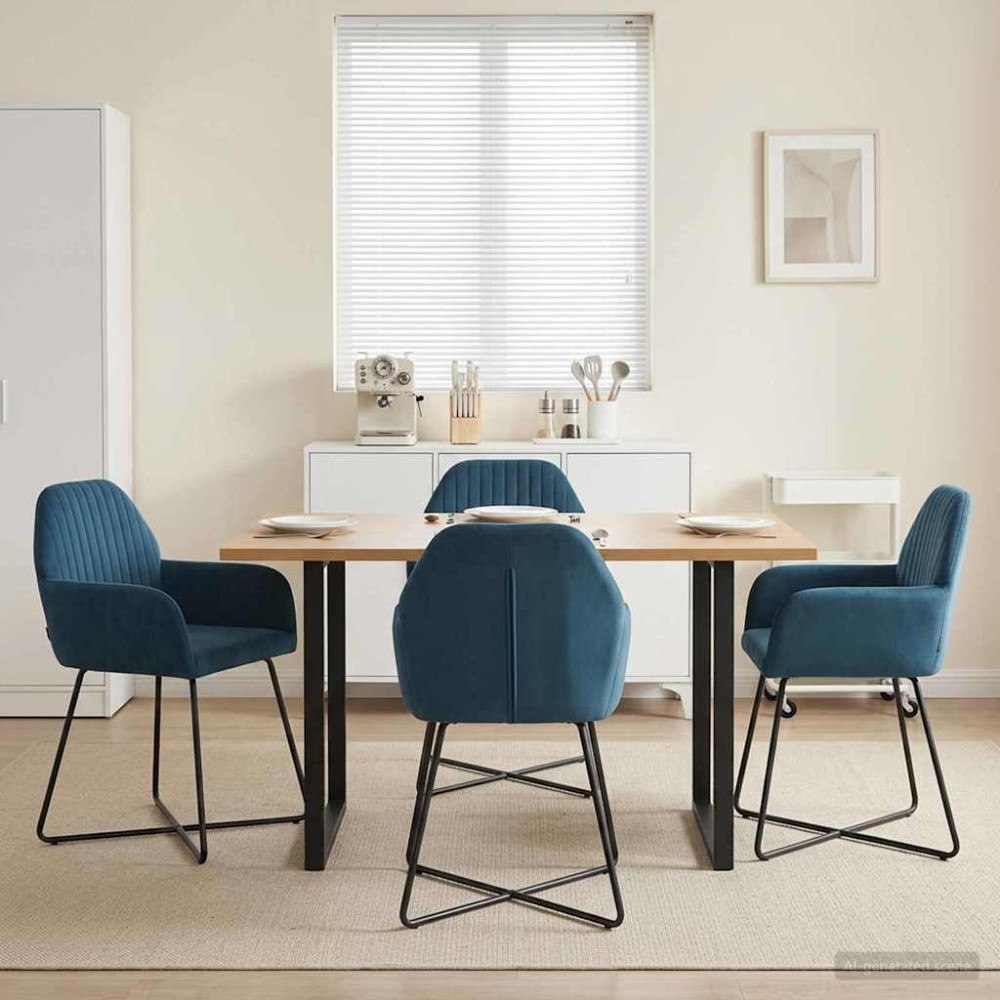 vidaXL Matstolar 4 pcs Sammet Blå 55 x 50 x 84 cm
