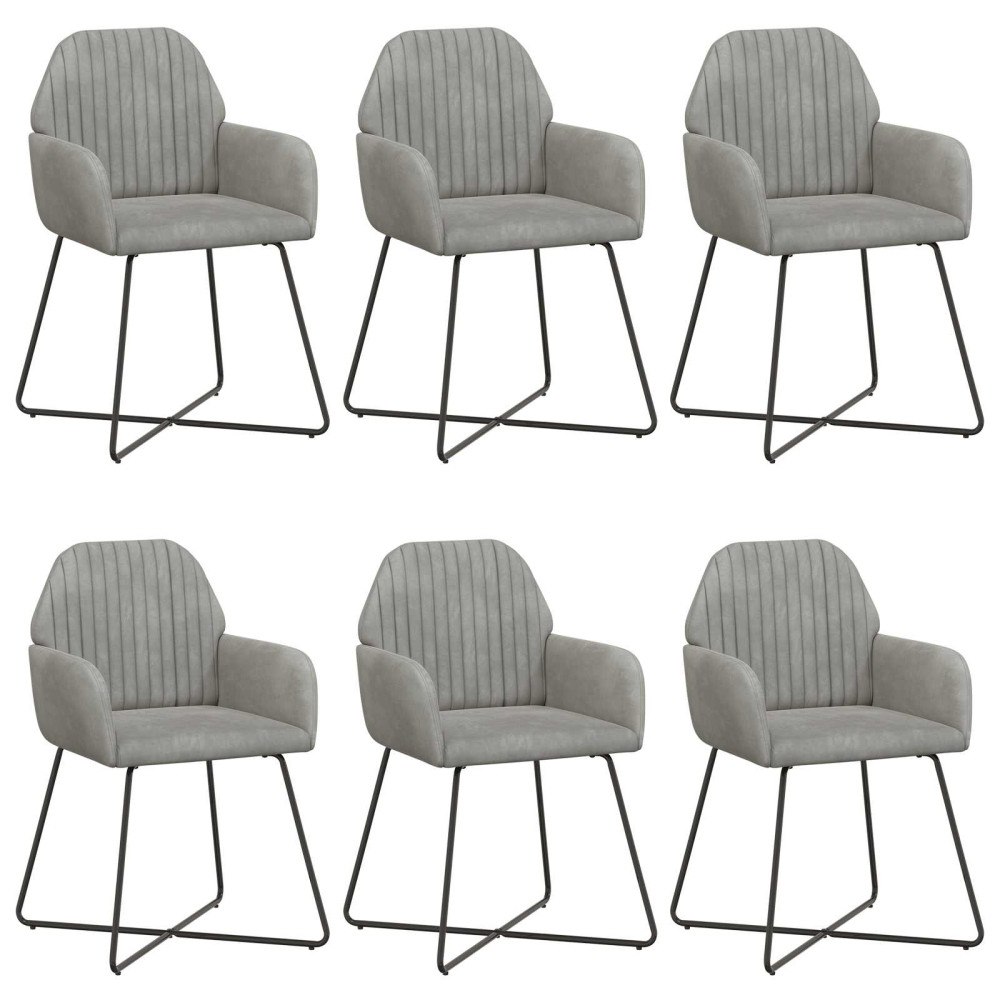 vidaXL Matstolar 6 pcs Sammet Ljusgrå 55 x 50 x 84 cm