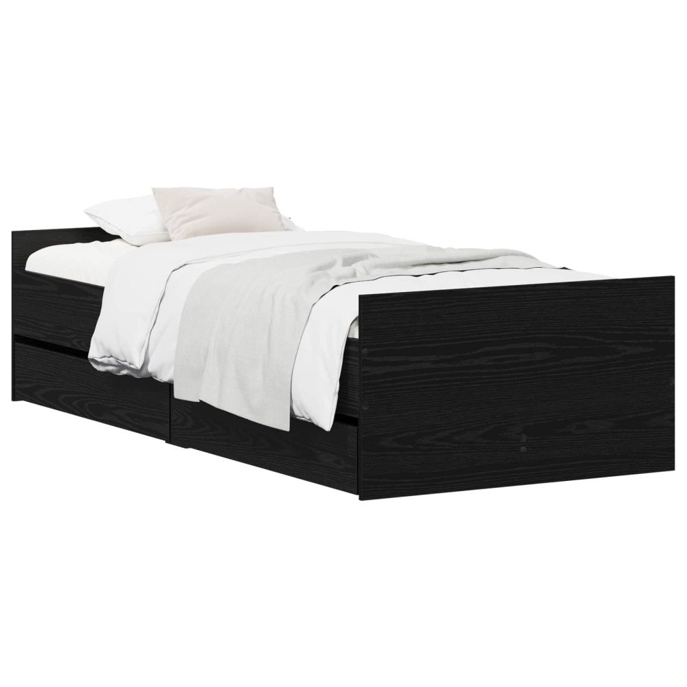 vidaXL Sängram Svart ek 100 x 200 cm Konstruerat trä