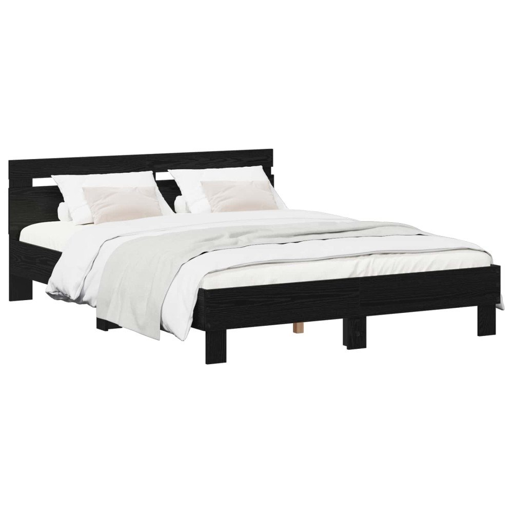vidaXL Sängram Svart ek 135 x 190 cm Konstruerat trä