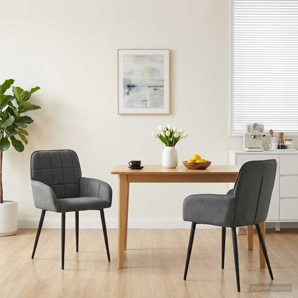 vidaXL Matstolar 2 pcs Sammet Mörkgrå 57 x 50 x 85 cm