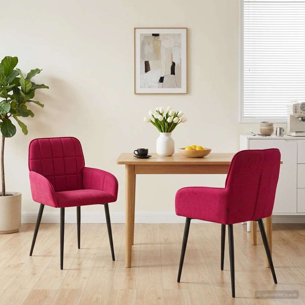 vidaXL Matstolar 2 pcs Sammet Vinröd 57 x 50 x 85 cm