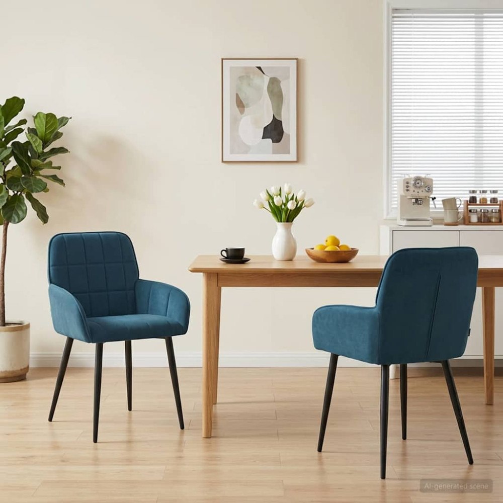 vidaXL Matstolar 2 pcs Sammet Blå 57 x 50 x 85 cm