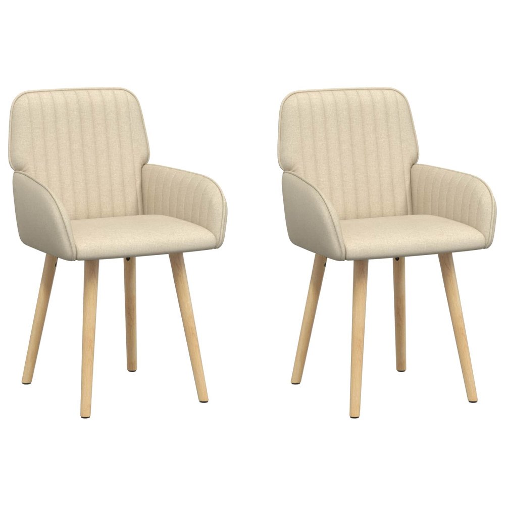 vidaXL Matstolar 2 pcs Tyg Gräddvit 56,5 x 50 x 87,5 cm