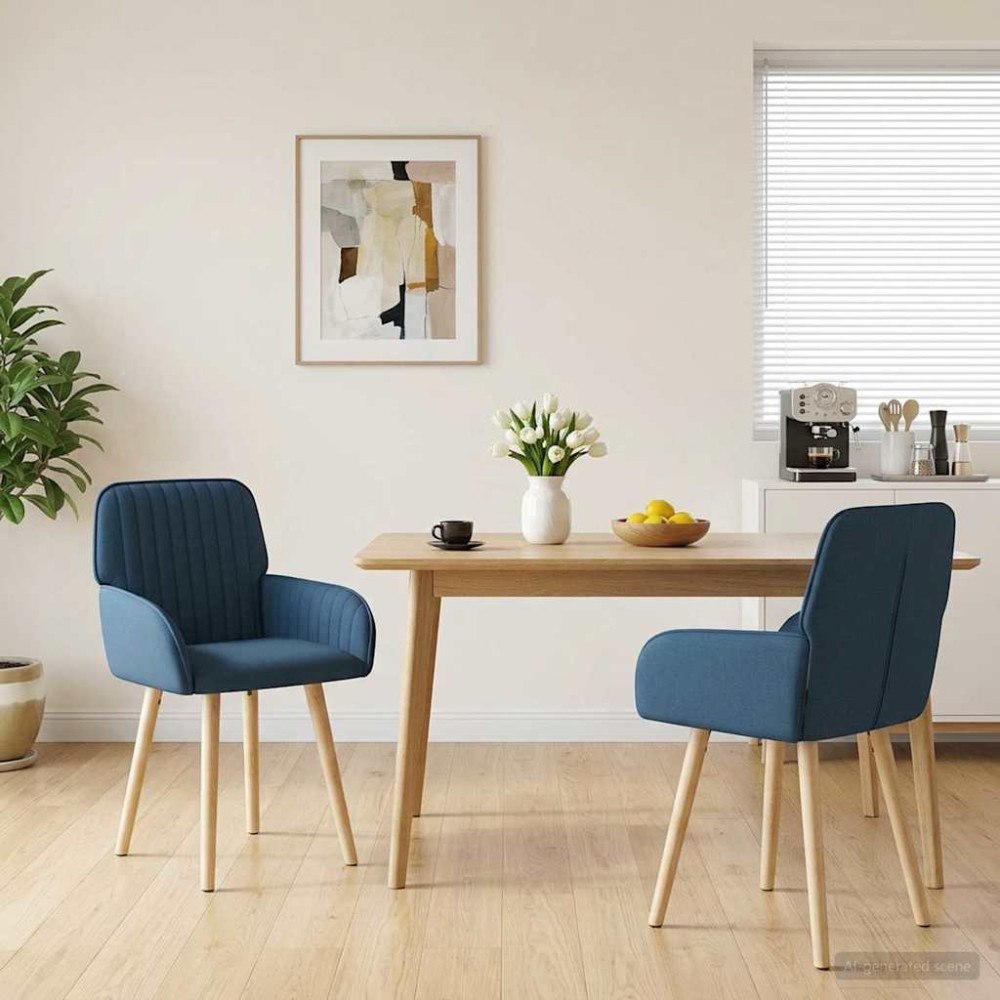 vidaXL Matstolar 2 pcs Tyg Blå 56,5 x 50 x 87,5 cm