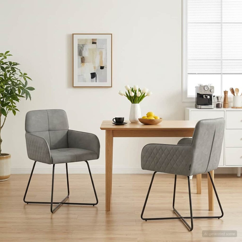 vidaXL Matstolar 2 pcs Sammet Ljusgrå 59 x 56,5 x 86 cm