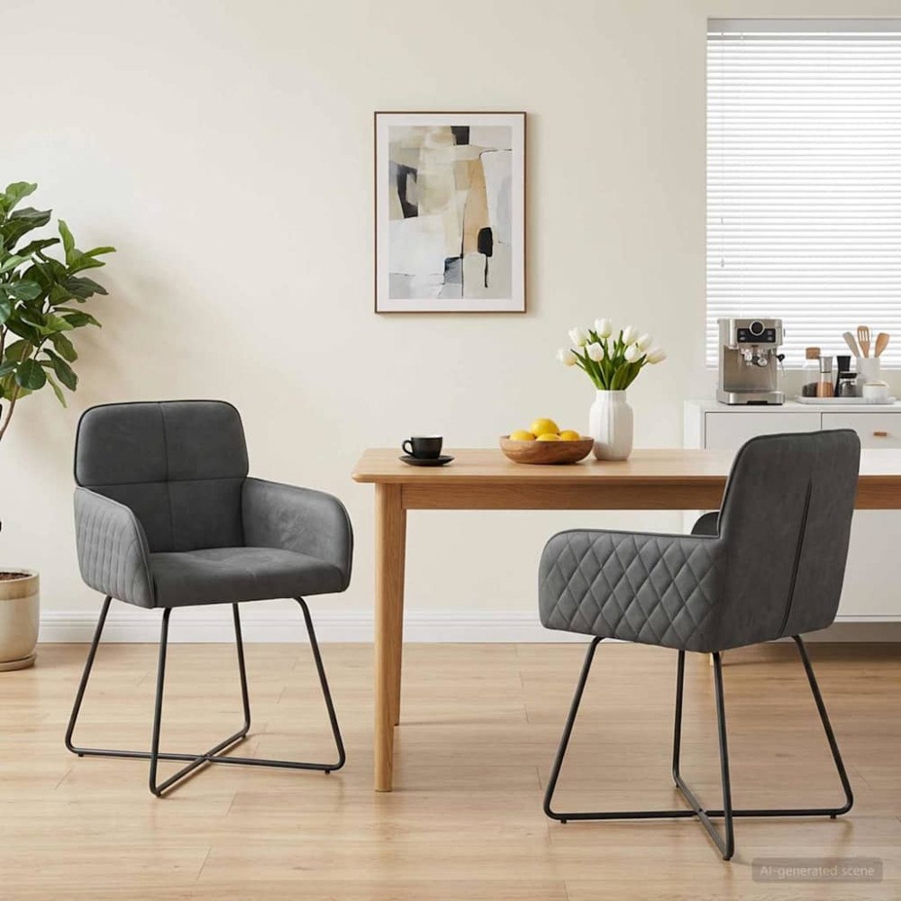 vidaXL Matstolar 2 pcs Sammet Mörkgrå 59 x 56,5 x 86 cm