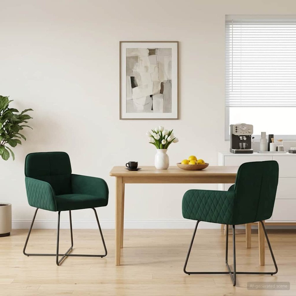 vidaXL Matstolar 2 pcs Sammet Mörkgrön 59 x 56,5 x 86 cm