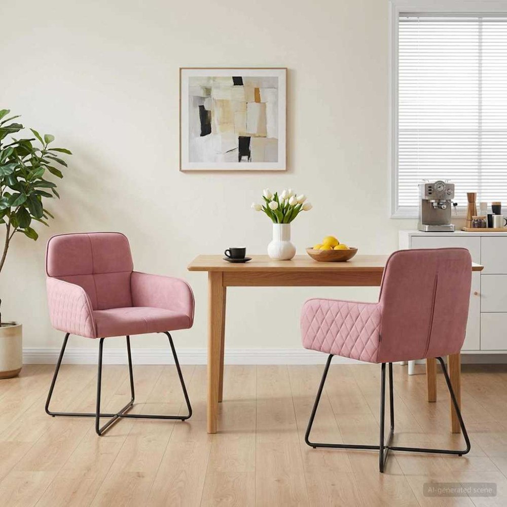 vidaXL Matstolar 2 pcs Sammet Rosa 59 x 56,5 x 86 cm