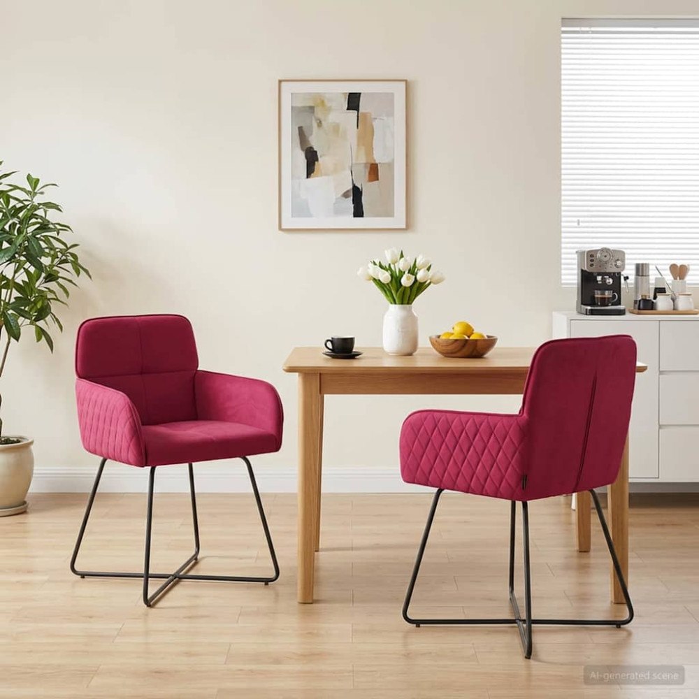 vidaXL Matstolar 2 pcs Sammet Vinröd 59 x 56,5 x 86 cm