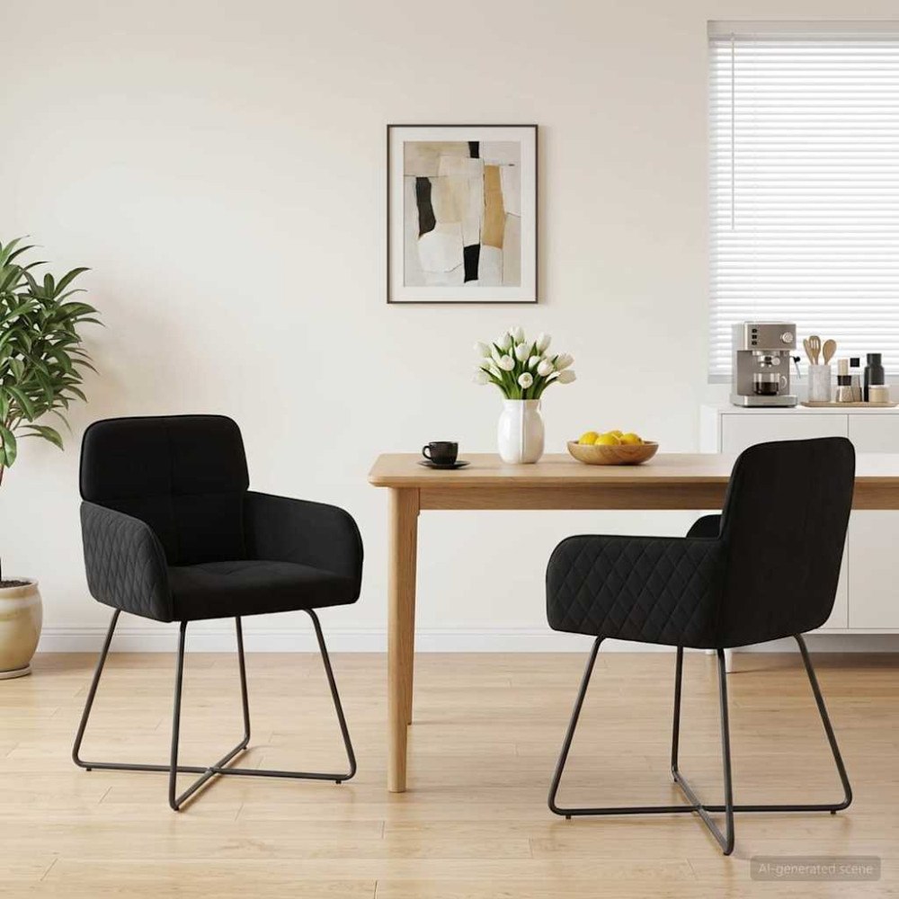 vidaXL Matstolar 2 pcs Sammet Svart 59 x 56,5 x 86 cm
