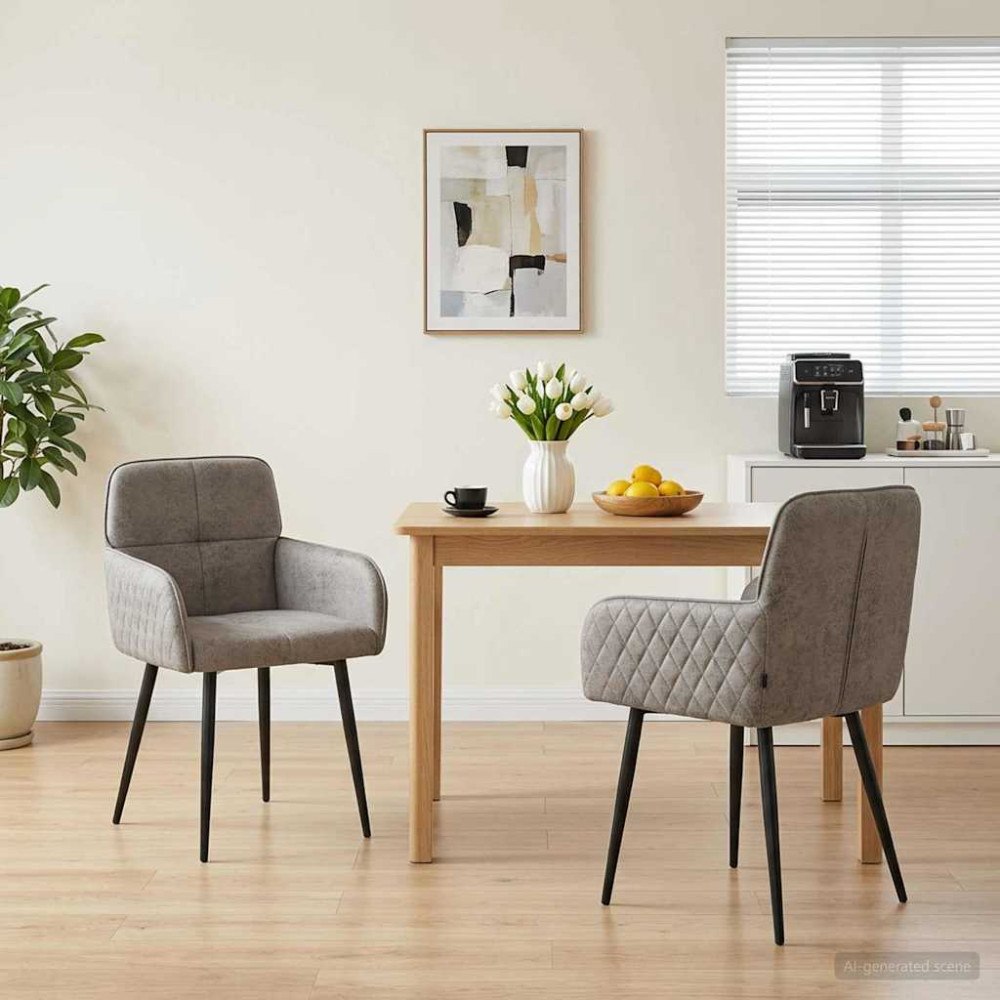 vidaXL Matstolar 2 pcs Faux Mockaläder Ljusgrå 59x56,5x85cm