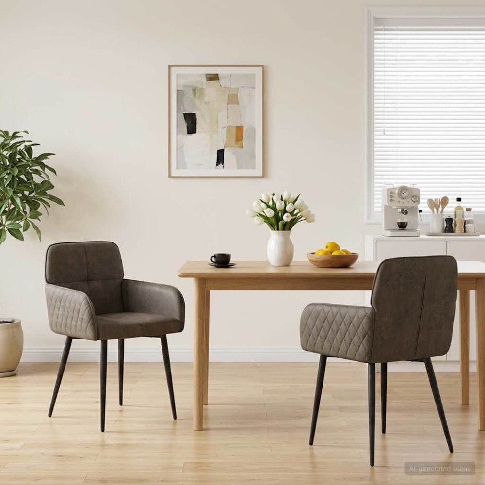 vidaXL Matstolar 2 pcs Faux Mockaläder Mörkgrå 59x56,5x85cm