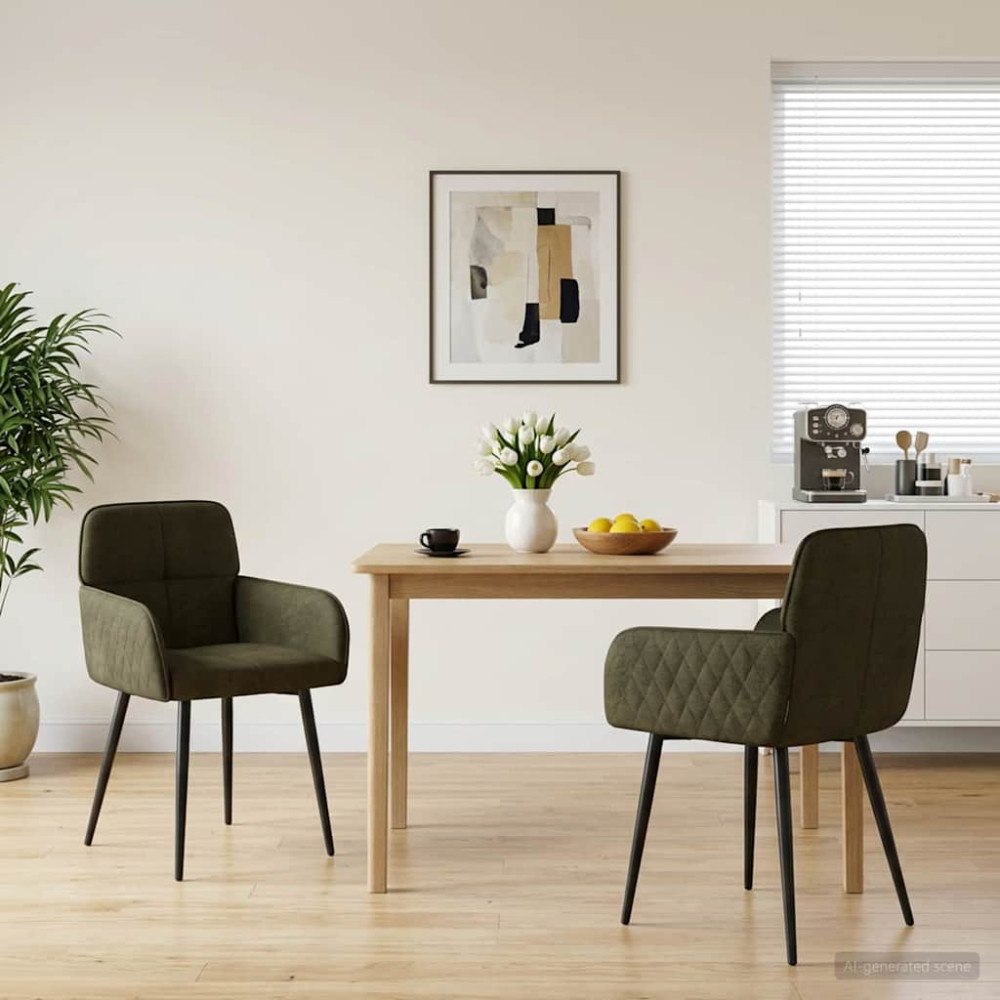 vidaXL Matstolar 2 pcs Faux Mockaläder Armégrön 59x56,5x85cm