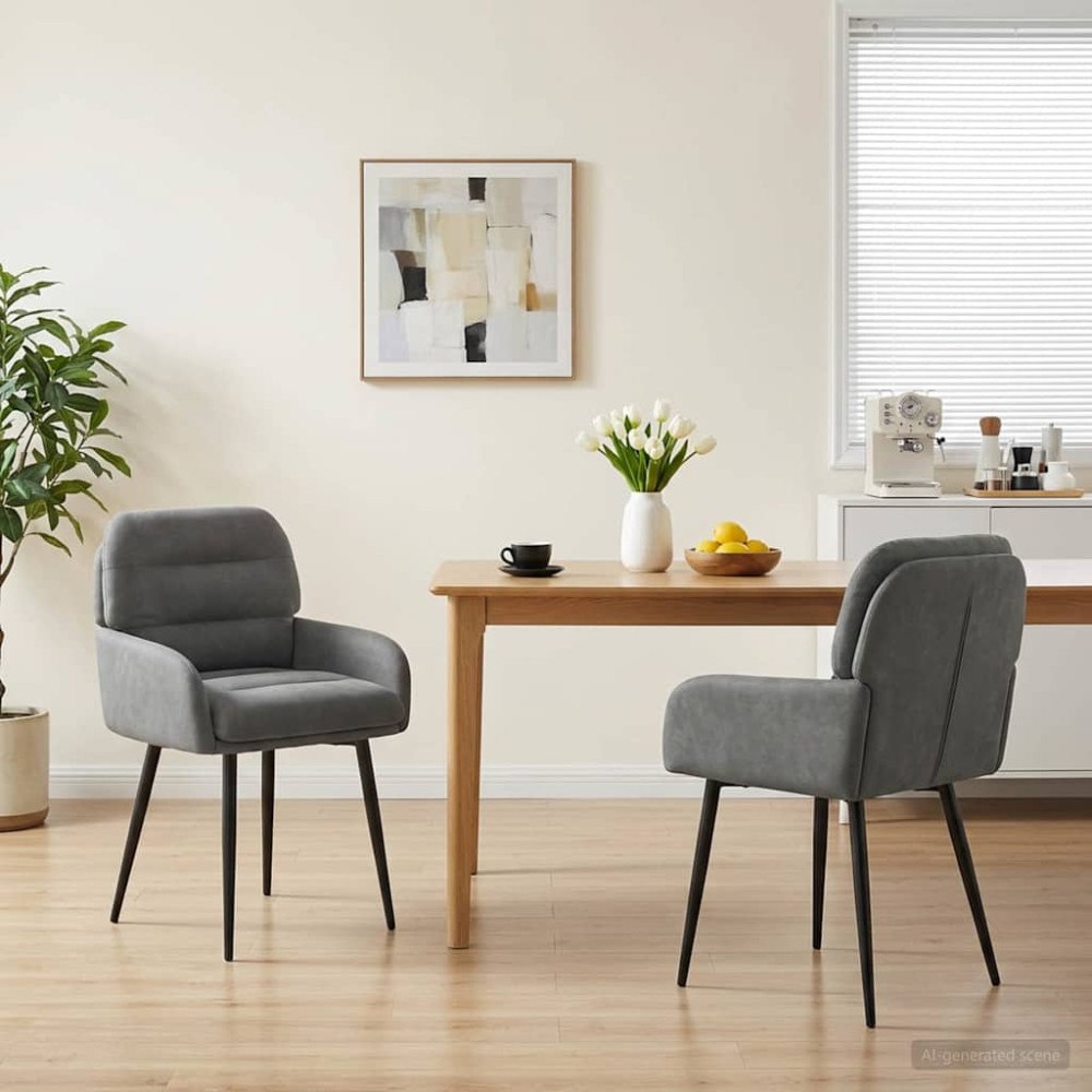 vidaXL Matstolar 2 pcs Sammet Mörkgrå 59 x 59,5 x 90 cm