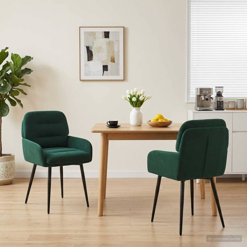 vidaXL Matstolar 2 pcs Sammet Mörkgrön 59 x 59,5 x 90 cm