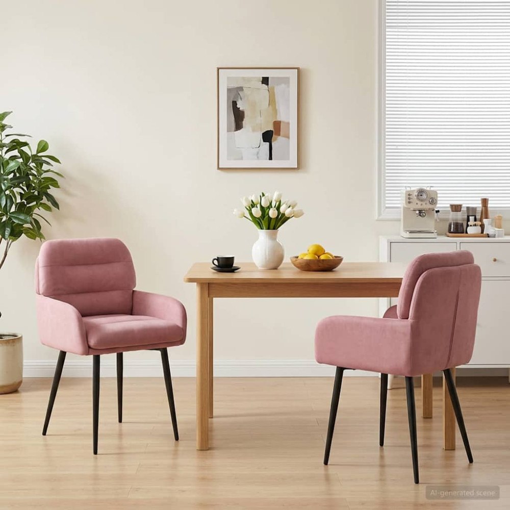 vidaXL Matstolar 2 pcs Sammet Rosa 59 x 59,5 x 90 cm