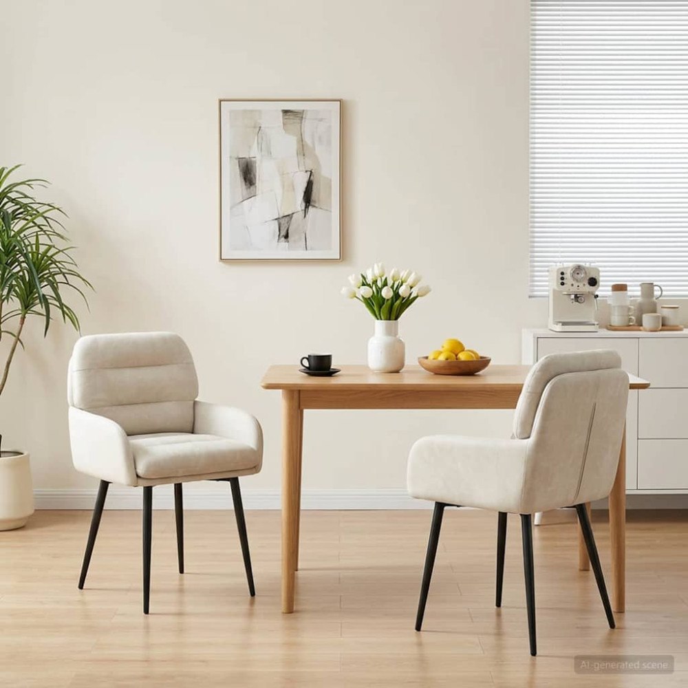 vidaXL Matstolar 2 pcs Sammet Gräddvit 59 x 59,5 x 90 cm