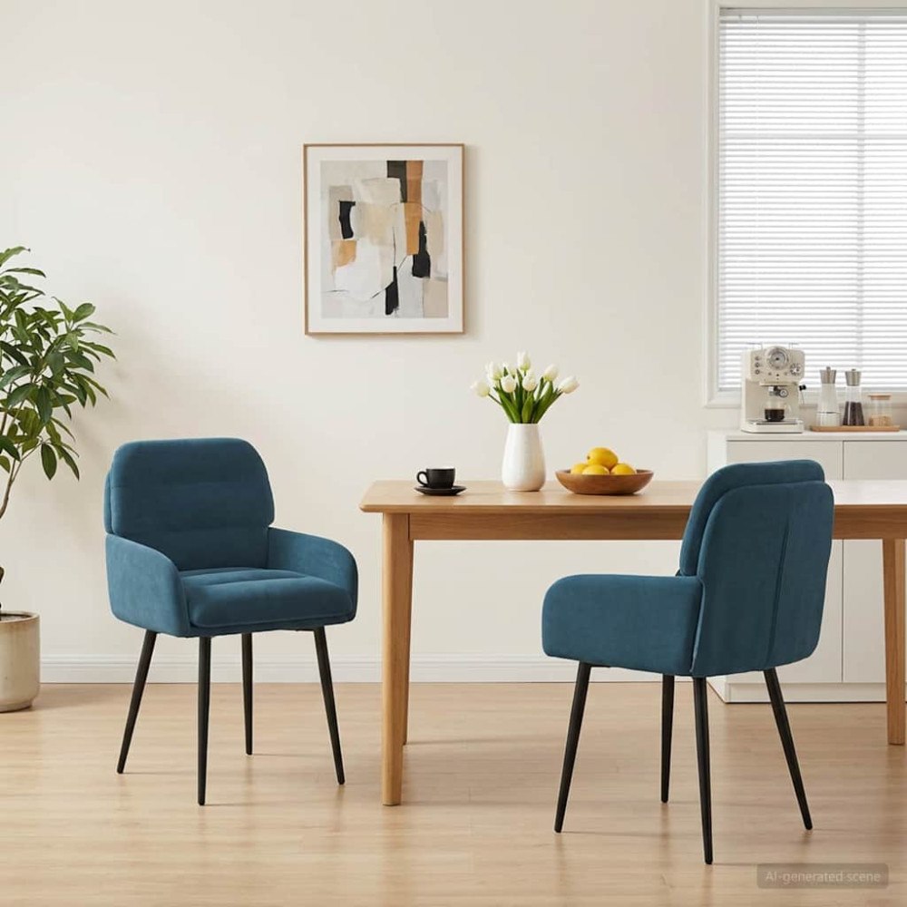 vidaXL Matstolar 2 pcs Sammet Blå 59 x 59,5 x 90 cm