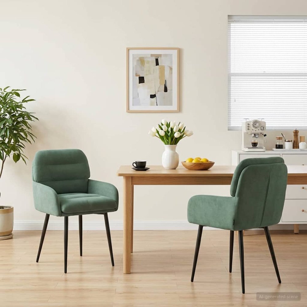 vidaXL Matstolar 2 pcs Sammet Havgrön 59 x 59,5 x 90 cm