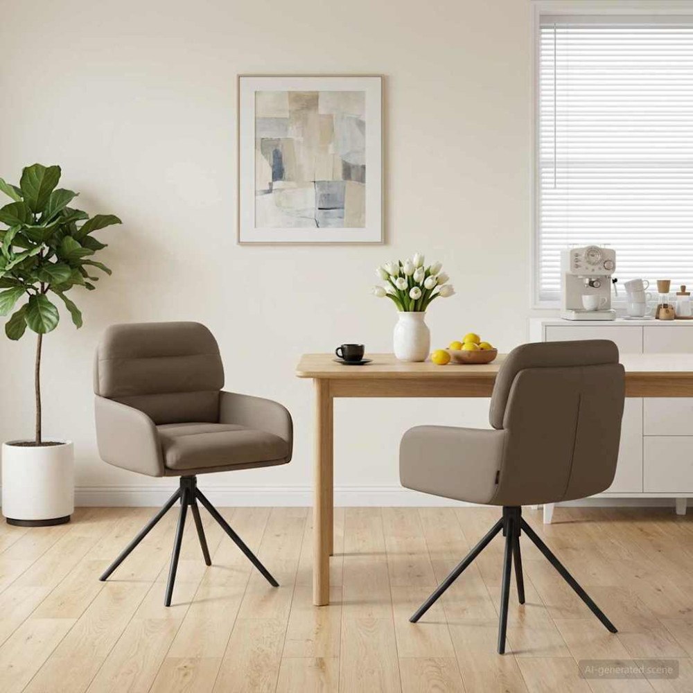 vidaXL Svängande Matstolar 2 pcs Konstläder Cappuccino 59x59,5x90cm