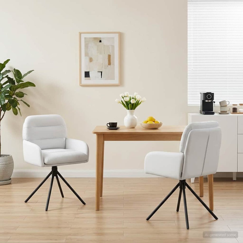 vidaXL Svängande Matstolar 2 pcs Konstläder Vit 59 x 59,5 x 90 cm
