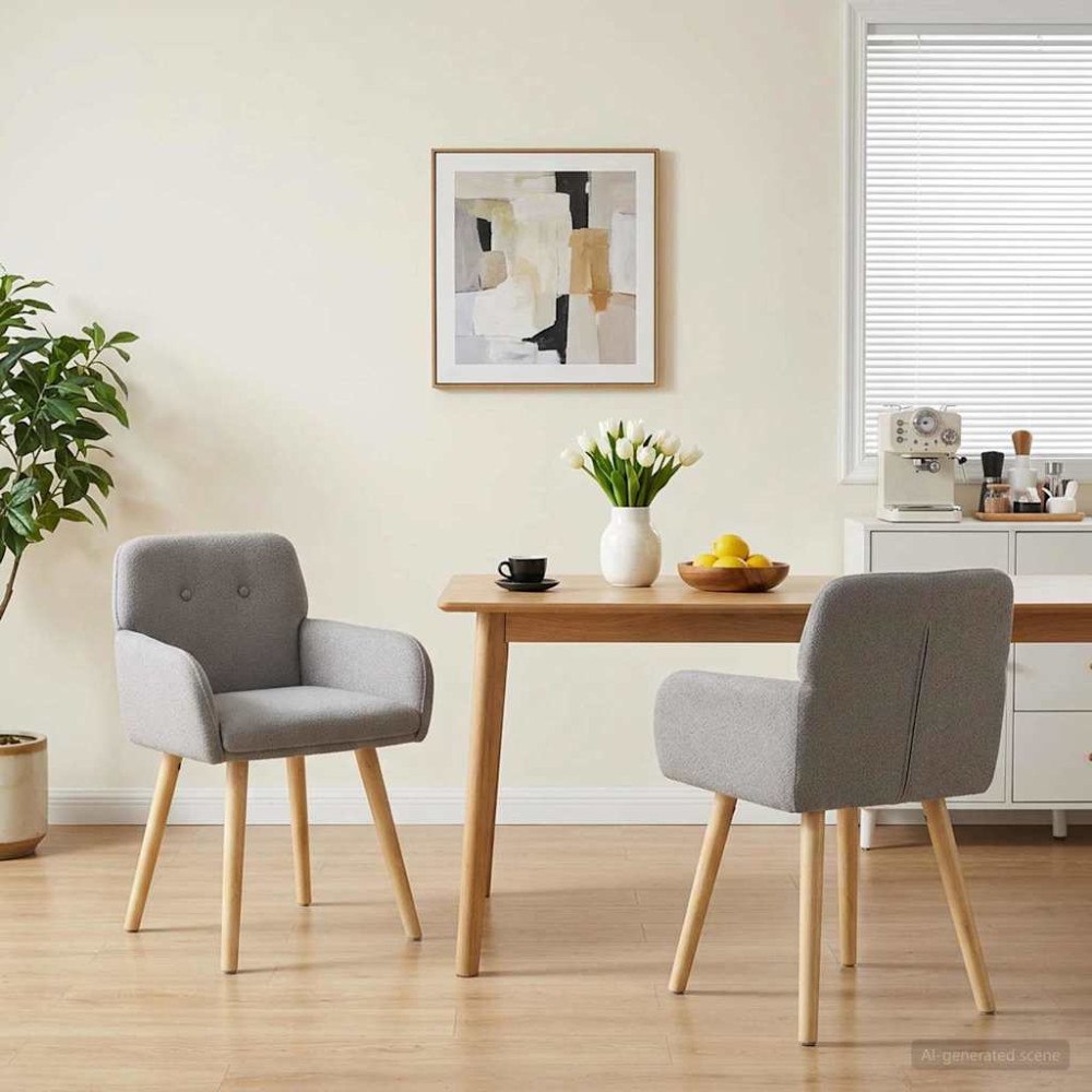vidaXL Matstolar 2 pcs Bouclé Ljusgrå 59 x 57 x 85 cm
