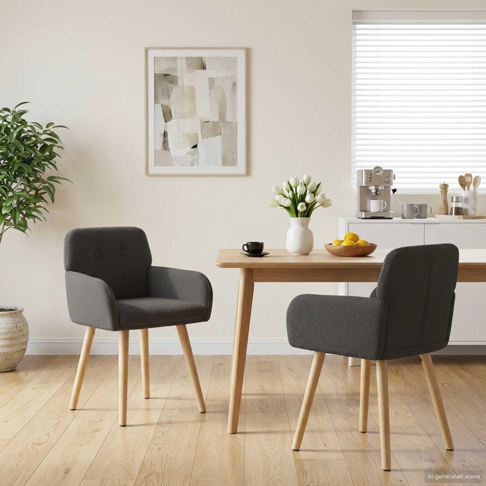 vidaXL Matstolar 2 pcs Bouclé Mörkgrå 59 x 57 x 85 cm