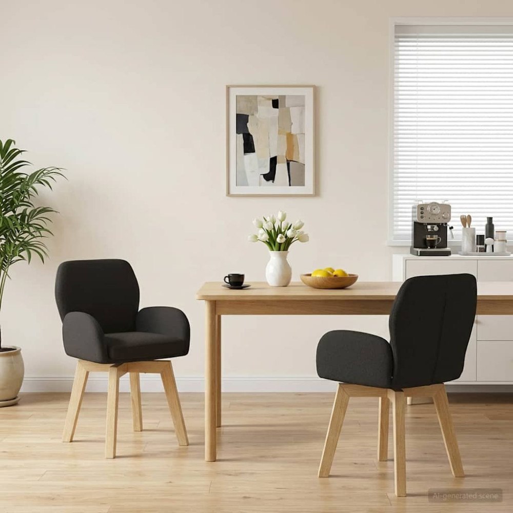 vidaXL Svängande Matstolar 2 pcs Bouclé Svart 54 x 58 x 87 cm