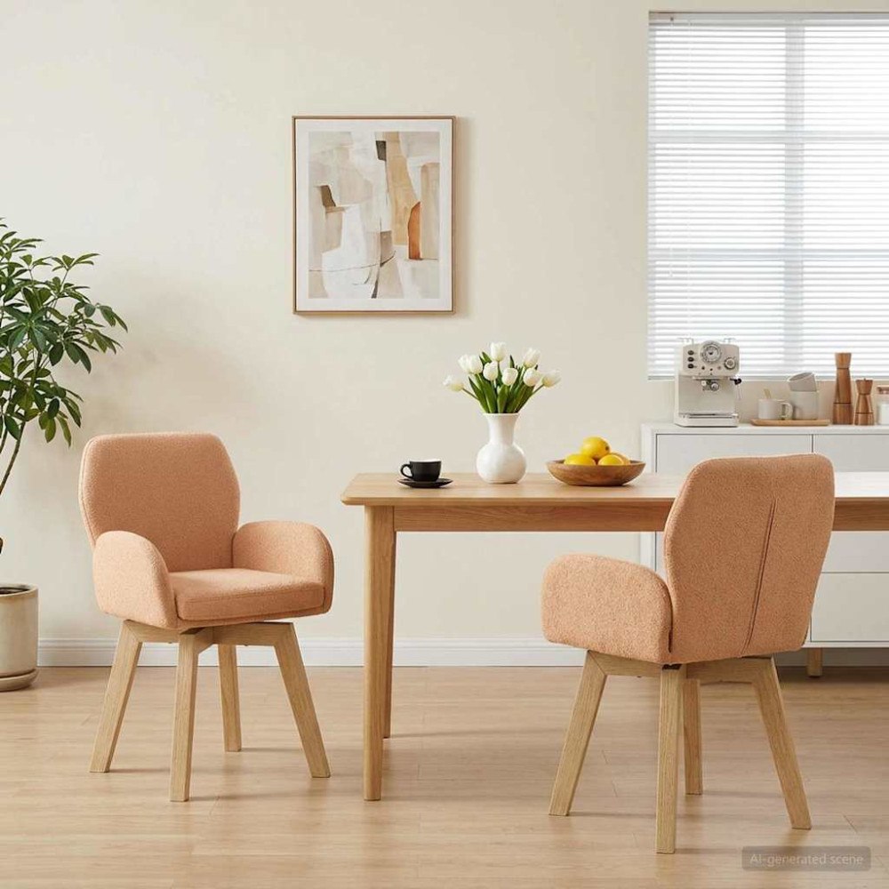 vidaXL Svängande Matstolar 2 pcs Bouclé Beige 54 x 58 x 87 cm