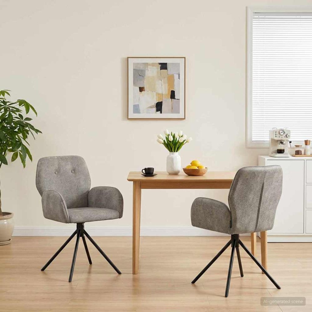 vidaXL Svängande Matstolar 2 pcs Faux Mockaläder Ljusgrå