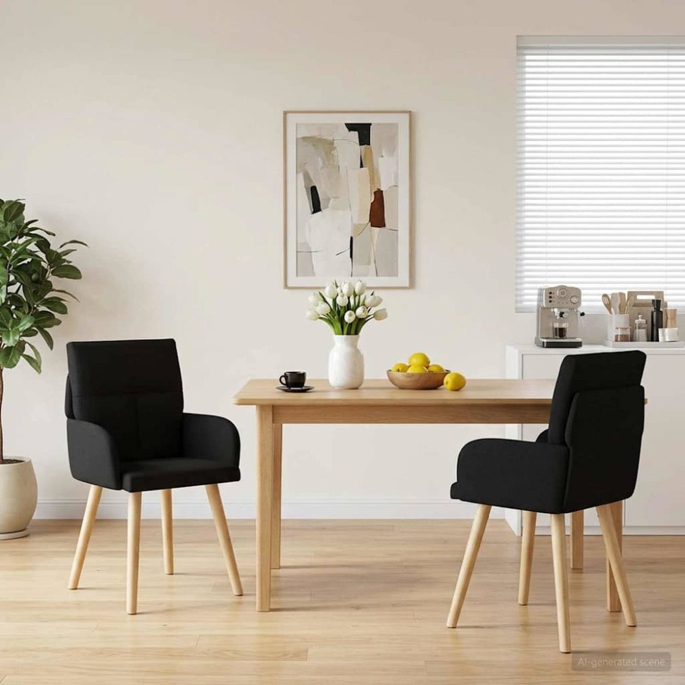 vidaXL Matstolar 2 pcs Tyg Svart 60 x 56 x 96 cm