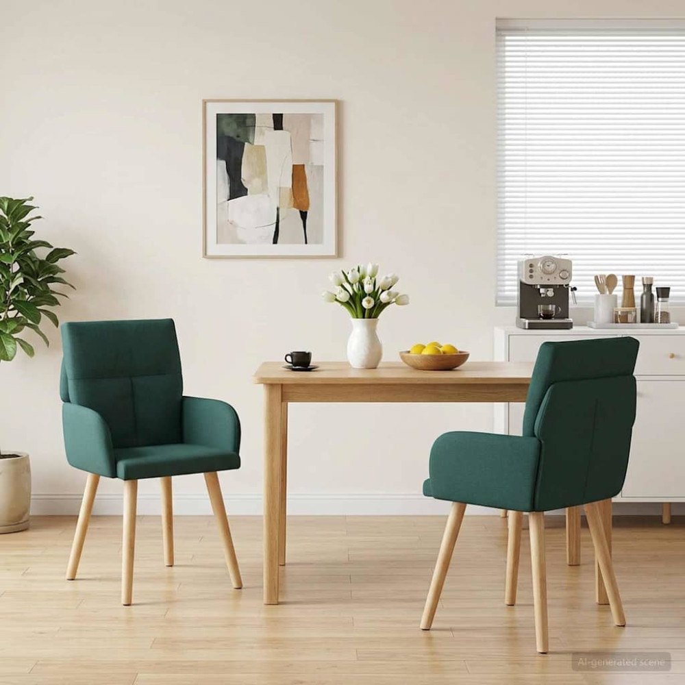 vidaXL Matstolar 2 pcs Tyg Mörkgrön 60 x 56 x 96 cm