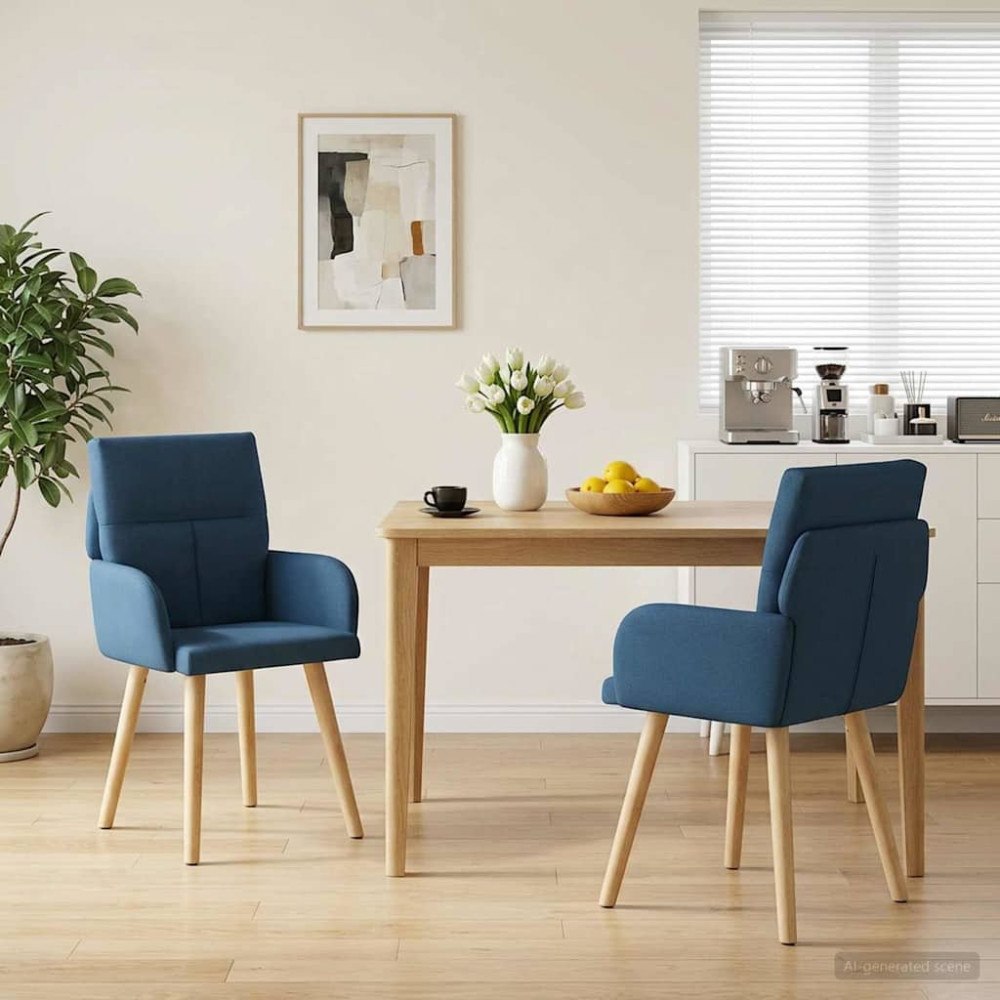 vidaXL Matstolar 2 pcs Tyg Blå 60 x 56 x 96 cm