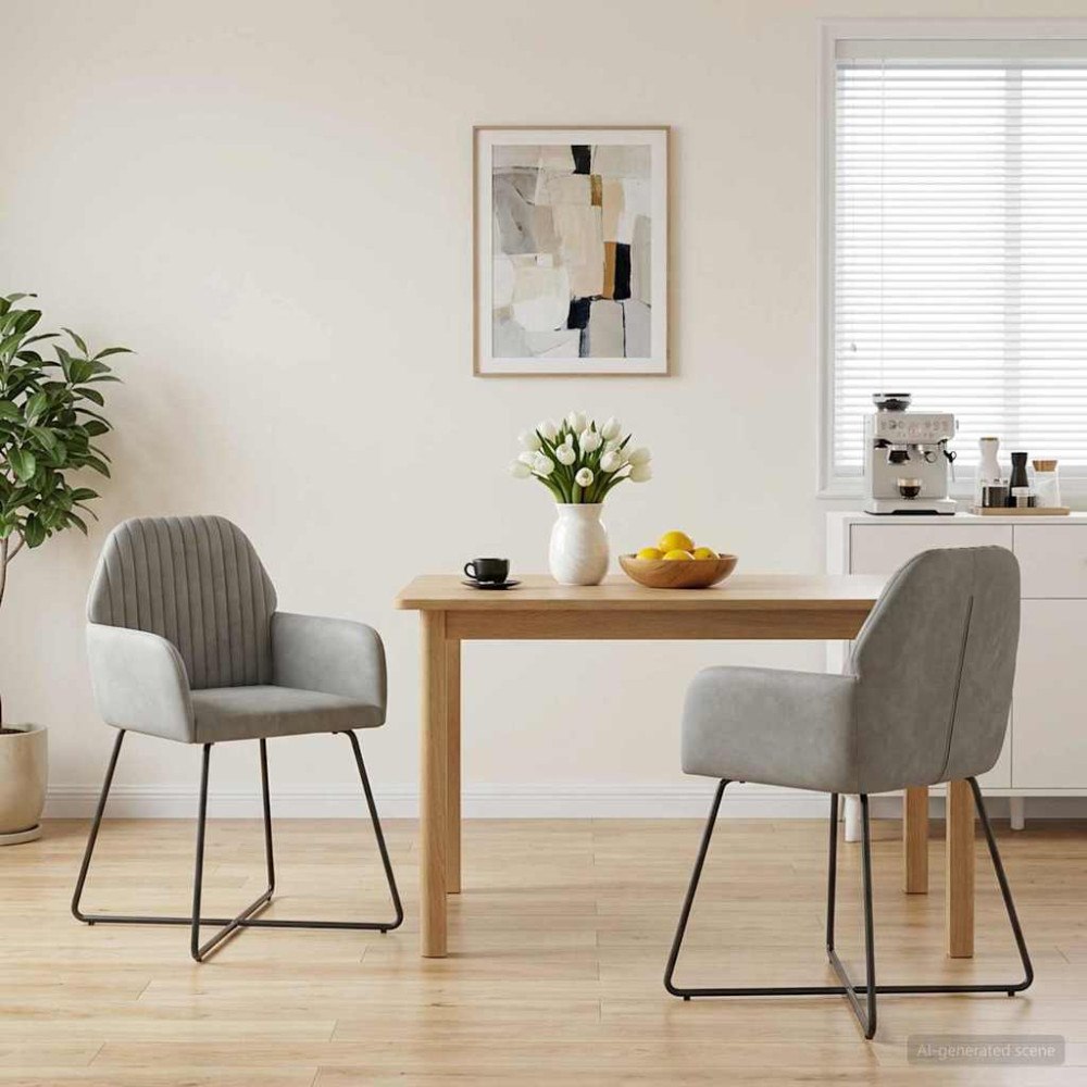 vidaXL Matstolar 2 pcs Sammet Ljusgrå 55 x 50 x 84 cm